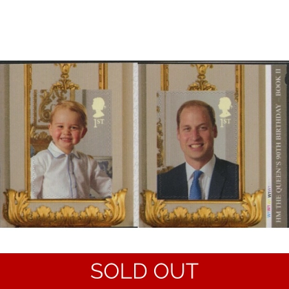 3835-6 Queen's 90th Birthday Princes William & George 1st class pair ex 2nd booklet 2016